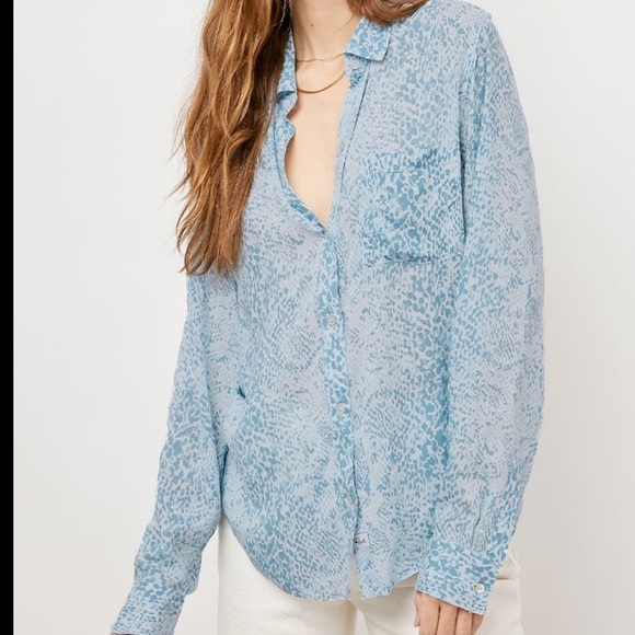 Rails Blue Python Josephine Long Sleeve Button Front Top Small - Picture 13 of 13